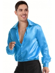 70's Disco Shirt Blue - Men Costumes